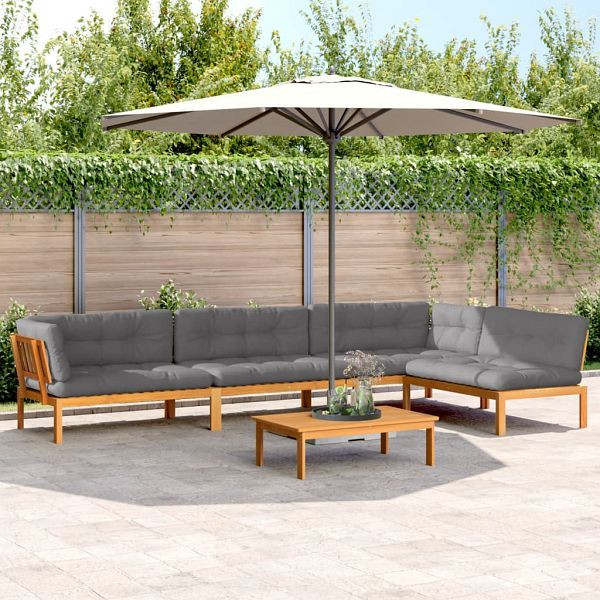 vidaXL 5-teilig Garten-Sofagarnitur aus Paletten mit Kissen Akazienholz, 3209512