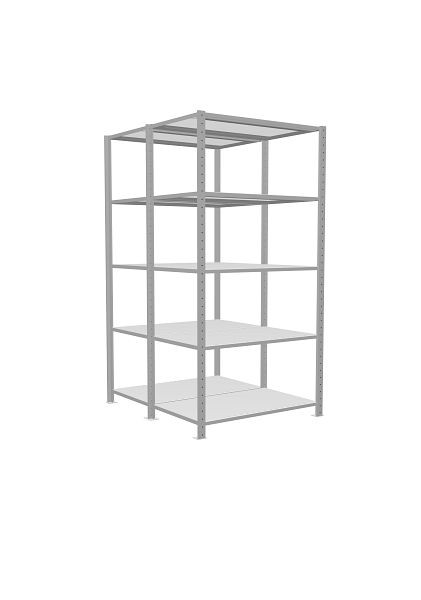 Schulte Grundregal, Steck-Doppelregal MULTIplus150, 2000 x 1000 x (2x600) mm, 2x5 Fachböden, Längenriegel, RAL 7035 lichtgrau, 33160