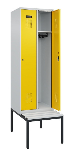 C+P Spind Evolo PLUS, 2 Abteil, 2120x600x815mm, 7035/1023, Zylinderschloss, Material Sitzfläche Kunststoff, Sitzbank, 0490507-20 S10082