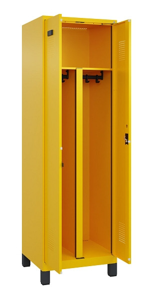 C+P PSA Schwarz-Weiß-Spind Evolo PLUS, mit Füßen, 2 Abteile, 1950x600x500mm, 10, Zylinderschloss, 049012-20P S10049