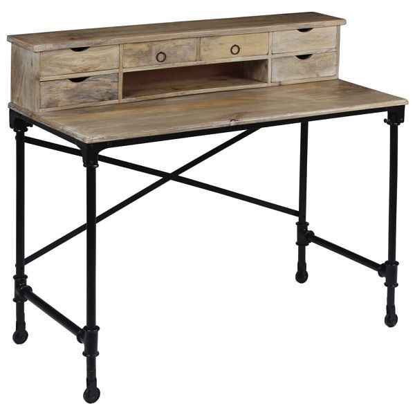vidaXL Schreibtisch Mangoholz Massiv und Stahl 110 x 50 x 96 cm, 244947
