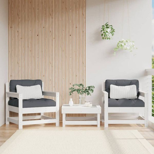 vidaXL Gartenstühle 2 Stück Weiß Massivholz Kiefer, 825493