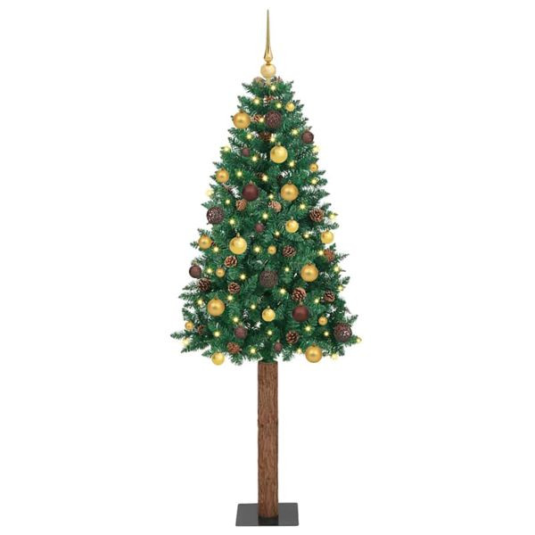 vidaXL Schlanker Weihnachtsbaum mit 300 LEDs mit Ständer Grün 210 cm, 3394874