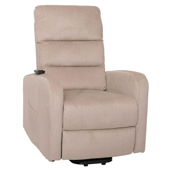 Mendler Fernsehsessel HWC-K62, Sessel Relaxsessel TV-Sessel, Liegefunktion Aufstehhilfe elektrisch, Metall Chenille, creme, 108710
