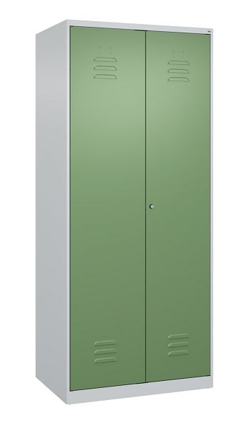 C+P Mehrzweckschrank Classic PLUS, Putzmittel-Spind, 2 Abteile, 1850x800x500mm, 7035/6011, Zylinderschloss, 080100-02 S10019