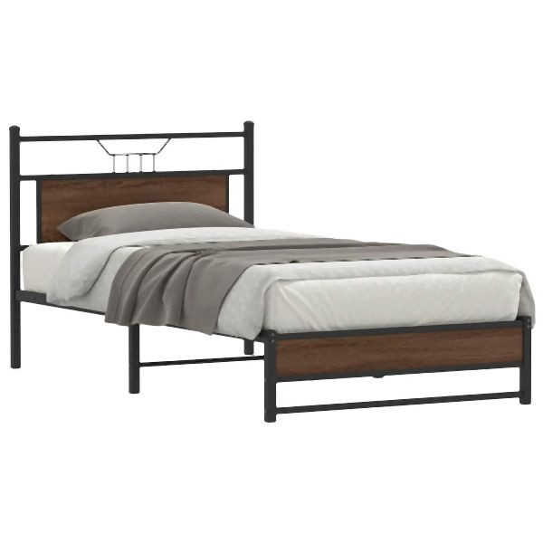 vidaXL Bettgestell ohne Matratze Braun Eiche 100x190 cm Holzwerkstoff, 4107010
