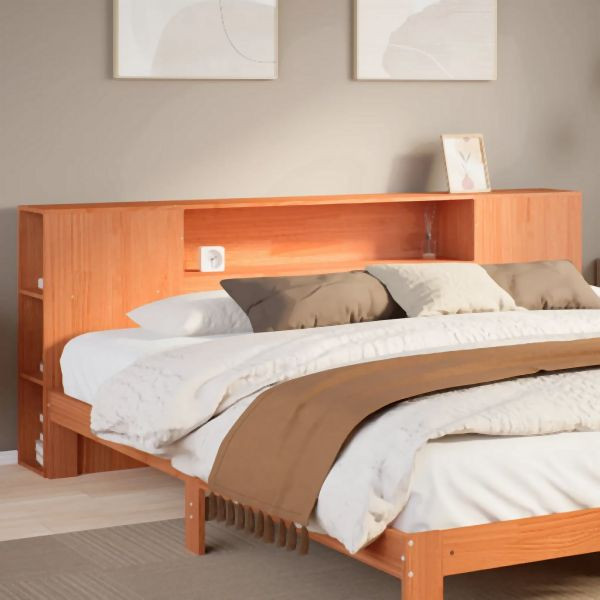 vidaXL Kopfteil mit Stauraum Wachsbraun 200 cm Massivholz Kiefer, 855620