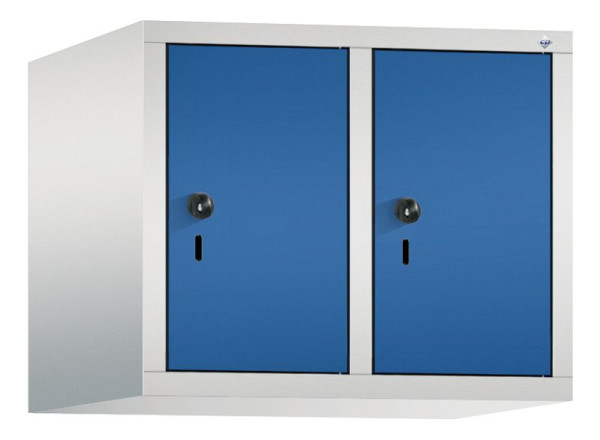 C+P Aufsatz-Garderobenschrank Evolo, 2 Abteile, H500xB610xT500 mm, Lichtgrau/Enzianblau, 48090-20 S10009