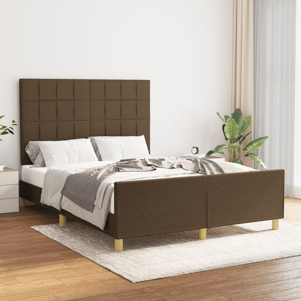 vidaXL Bettgestell mit Kopfteil Dunkelbraun 140x190 cm Stoff, 3125052
