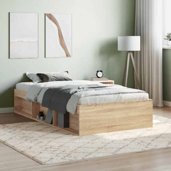 vidaXL Bettgestell Sonoma-Eiche 100x200 cm, 3203833, 8721012157897