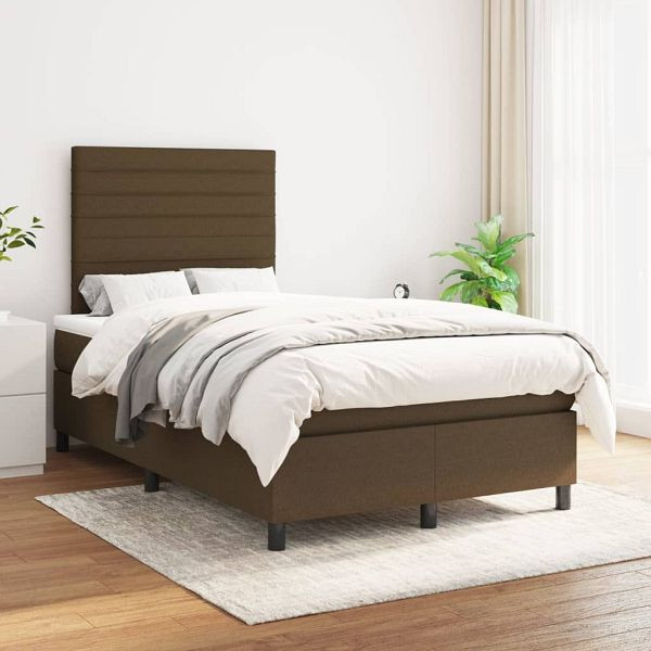 vidaXL Boxspringbett mit Matratze Dunkelbraun 120x200 cm Stoff, 3141844