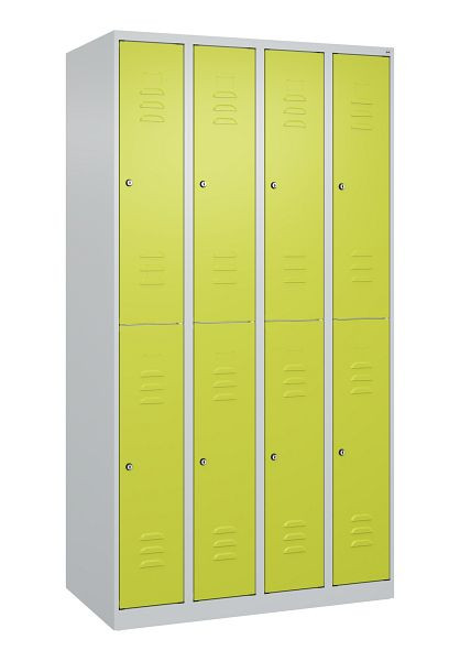 C+P Doppelstöckiger Spind Classic PLUS, 4 Abteile, 1850x1000x500mm, 7035/0024, Zylinderschlösser, 080300-49 S10027