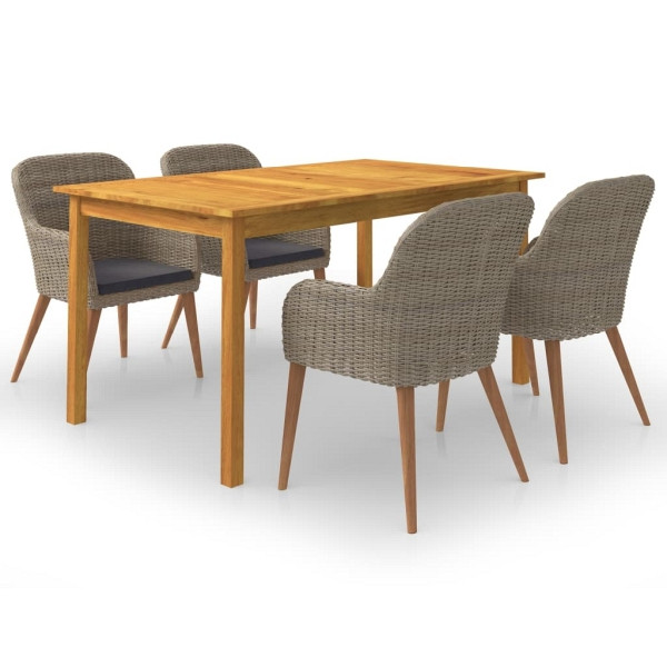 vidaXL 5-tlg. Garten-Essgruppe Braun, Polyester, 3067825