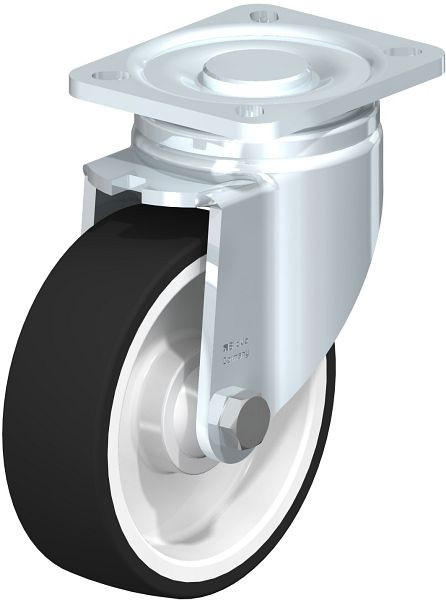 Blickle LH-POTH 125K-1 Stahlblech-Lenkrolle, Schwerlast-Ausführung, mit Anschraubplatte, Thermoplastisches Polyurethan, Grau, 298893