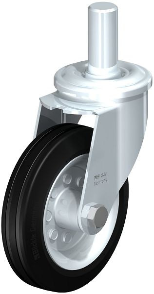 Blickle LEZ-VE 150R-27 Stahlblech-Lenkrolle mit Zapfen, Vollgummi, Schwarz, 576686