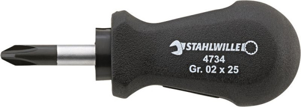 STAHLWILLE Kreuzschlitzschraubendreher DRALL Nr.4734 PH Größe 1 Klingen-Länge 25 mm, 47341001