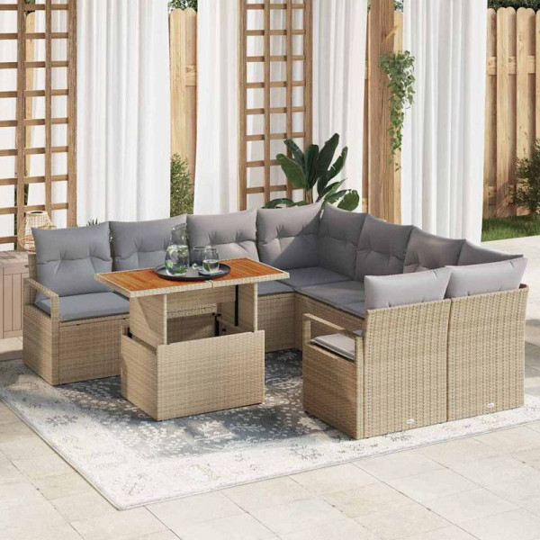 vidaXL Garten Essgruppe, 9er Set, Beige und Grau 100 x 55 x 73 cm, 3349692