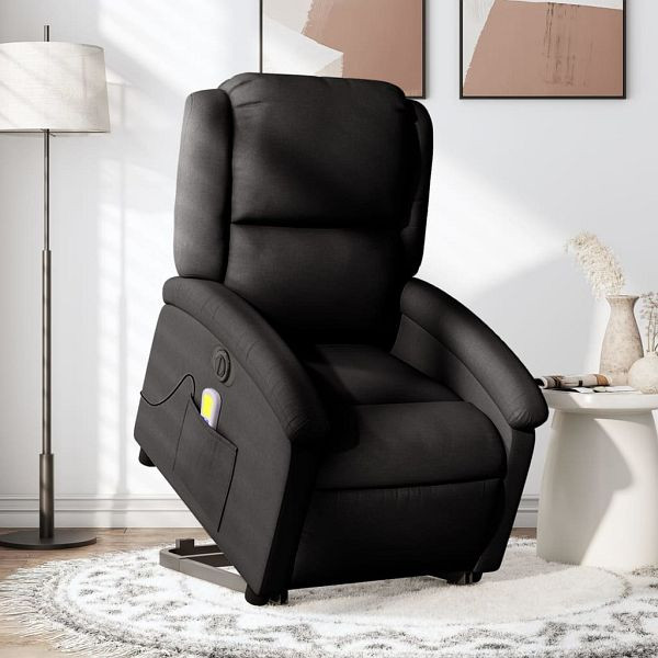 vidaXL Elektrischer Massagesessel mit Aufstehhilfe Schwarz Stoff, 3204202