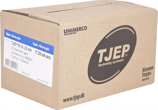 TJEP PZ-16 22mm CD Klammer, geharzt verzinkt Box 17.300 Stück, Klammern, 840221