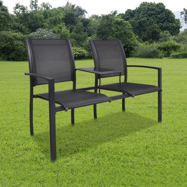 vidaXL 2-Sitzer-Gartenbank 131 cm Stahl und Textiline Schwarz, 40838