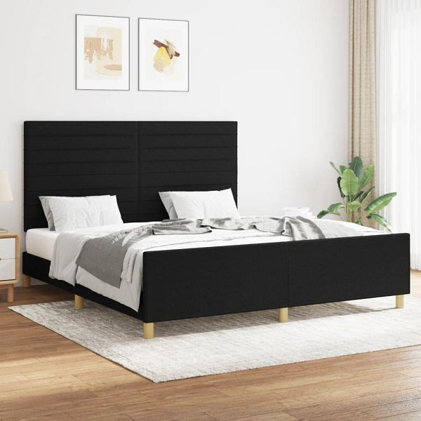 vidaXL Bettgestell mit Kopfteil Schwarz 160x200 cm Stoff, 3125148