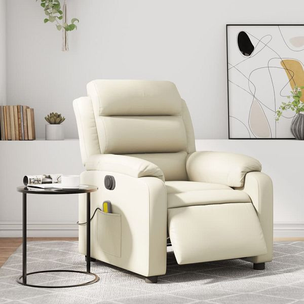 vidaXL Massagesessel Elektrisch Creme Kunstleder, 3205036