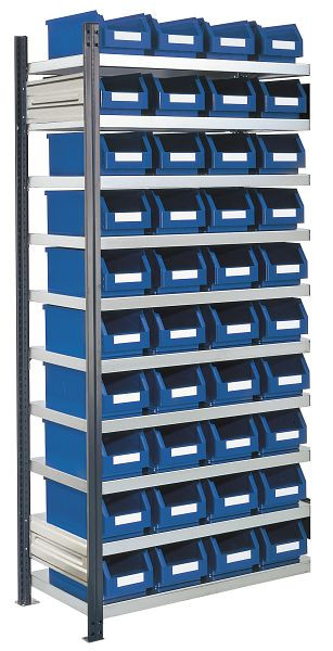 Kappes RasterPlan Anbau-Steckregal mit Lagersichtkästen Mod 13, 2000 x 1000 x 400 mm, AF RAL 7016, Inklusiv 40 x Größe 4, 5203.01.2208
