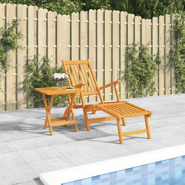 vidaXL Gartenliege mit Fußteil und Tisch Massivholz Akazie, 3120439