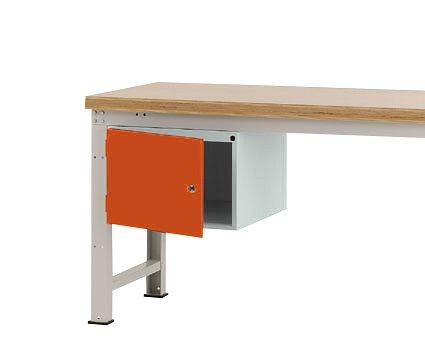 Manuflex Gehäuse-Unterbau PROFI, Nutzhöhe 300 mm mit 1 Tür links angeschlagen und Einlegeboden, für Werkbanktiefe 700 mm, Rotorange, ZB4731.2001
