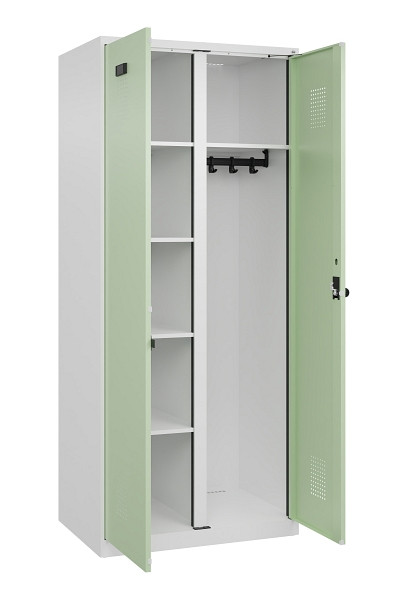 C+P Wäsche-/Garderobenspind Evolo PLUS, 2 Abteile, 1850x800x500mm, 9016/6019, Drehriegel, 049600-22 S10019