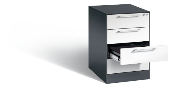 C+P Karteischrank Asisto, H710xB440xT600mm, Farbe: Schwarzgrau / Verkehrsweiß, Bügelgriff, 146275-422 S10019