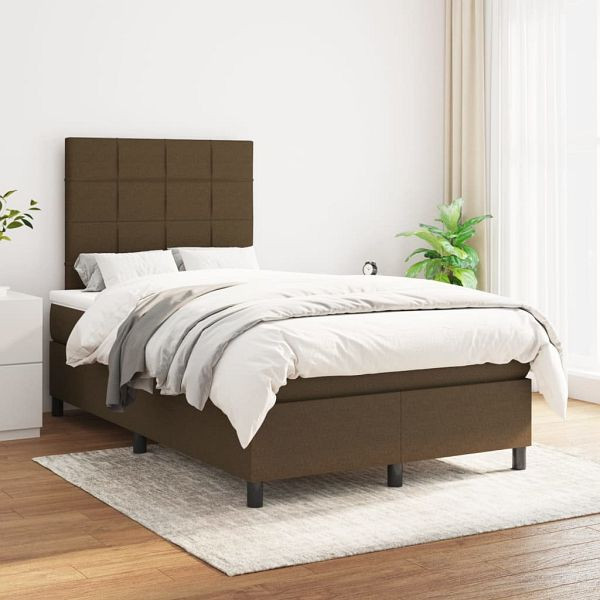 vidaXL Boxspringbett mit Matratze Dunkelbraun 120x200 cm Stoff, 3141764