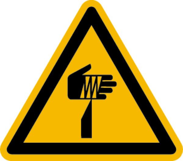 Schilder Klar Warnzeichen Warnung vor spitzem Gegenstand DIN EN ISO 7010-W022, 200 mm Folie selbstklebend, 7423/62