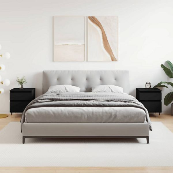 vidaXL Nachttische 2 Stk. Schwarz 40x35x50 cm Holzwerkstoff, 830655