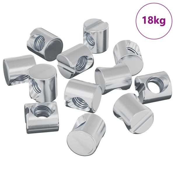 vidaXL Zylindermuttern 4500-teilig Silber M6 x 12 mm Metall, 864429