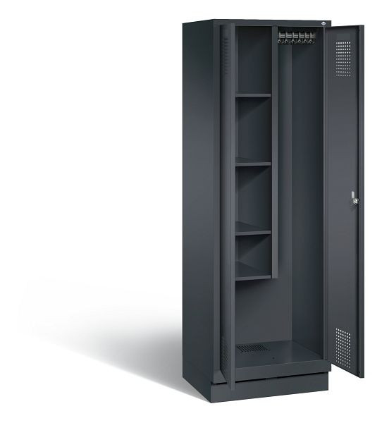 C+P Putzmittel-Spind Evolo, H1800xB610xT500mm, Farbe: Schwarzgrau, 48120-00 S10102