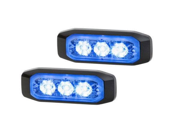 HELLA LED-Blitz-Kennleuchte, BST-Slim, 12/24V, blau, Schraubanschluss/Anbau, Stecker: offene Kabelenden, Set, VE: 2 Stück, 2XD 014 563-101
