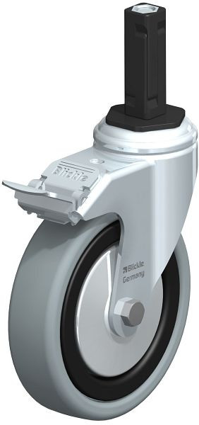 Blickle LKRA-VPA 126K-11-FI-FA-EV12 Apparate-Lenkrolle mit Expander & Feststeller, Vollgummi, Grau, 848387