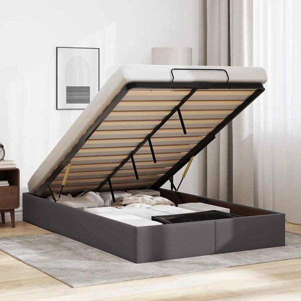 vidaXL Ottoman-Bett ohne Matratze Grau 120x190 cm Kunstleder, 3310792