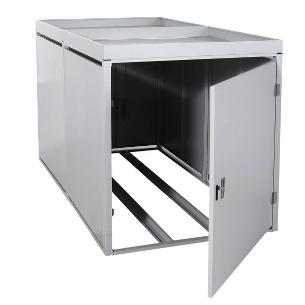 Mendler 2er-Fahrradgarage mit Pflanzkasten HWC-L56b, Fahrradbox, abschließbar verzinkter Stahl 123x113x208cm, hellgrau, 104981+104982