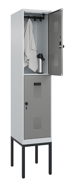 C+P Doppelstock-Spind Evolo PLUS, Gestell, 2 Fächer, 2120x400x500mm, 7035/0004, Drehriegel, 0493307-12 S10014