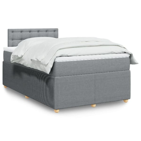 vidaXL Boxspringbett mit Matratze Hellgrau 120x200 cm Stoff, 3289737