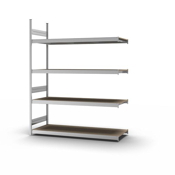hofe Großfach-Anbauregal, 2500x600x2000 mm, 4 Fachebenen, Spanplatte verzinkt, 350 kg Fachlast, 1750 kg Feldlast, zweiseitige Bedienung, GZA25620S
