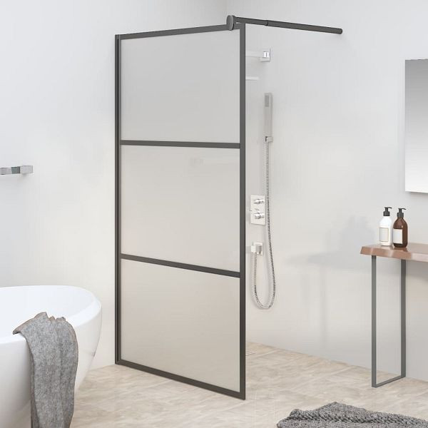 vidaXL Duschwand für Walk-In Dusche 115x195 cm ESG Mattiert Schwarz, 151879