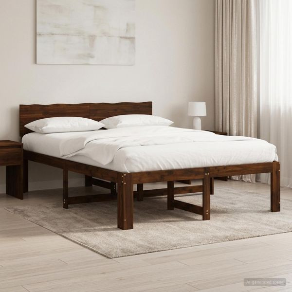 vidaXL Doppelbettgestell mit Kopfteil ROSTOCK Dunkelbraun 140 x 190 cm, 903449