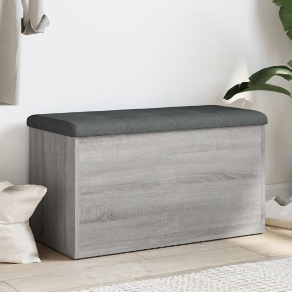vidaXL Sitzbank mit Stauraum Grau Sonoma 82x42x45 cm Holzwerkstoff, 835052