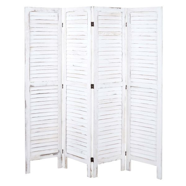 Mendler Paravent HWC-G30, Trennwand Sichtschutz Raumteiler, Shabby-Look 170x162cm, weiß, 67526