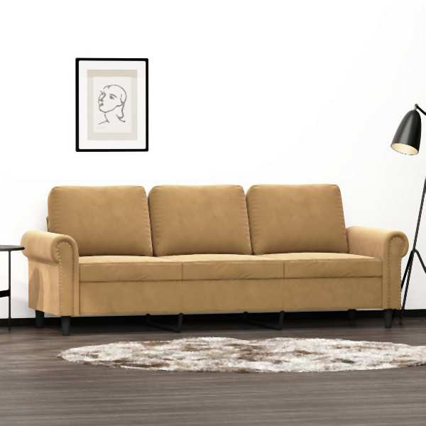 vidaXL 3-Sitzer-Sofa Braun 180 cm Samt, Füllung: Schaumstoff, 359546