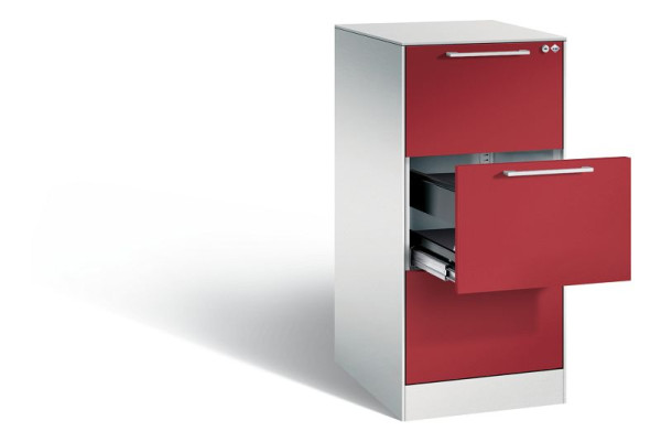 C+P Hängeregistraturschrank Asisto, H1010xB440xT600mm, Farbe: Lichtgrau / Rubinrot, Bügelgriff, 146245-311 S10023