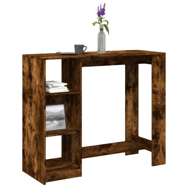 vidaXL Bartisch mit Regal Räuchereiche 124x46x103,5 cm Holzwerkstoff, 854395